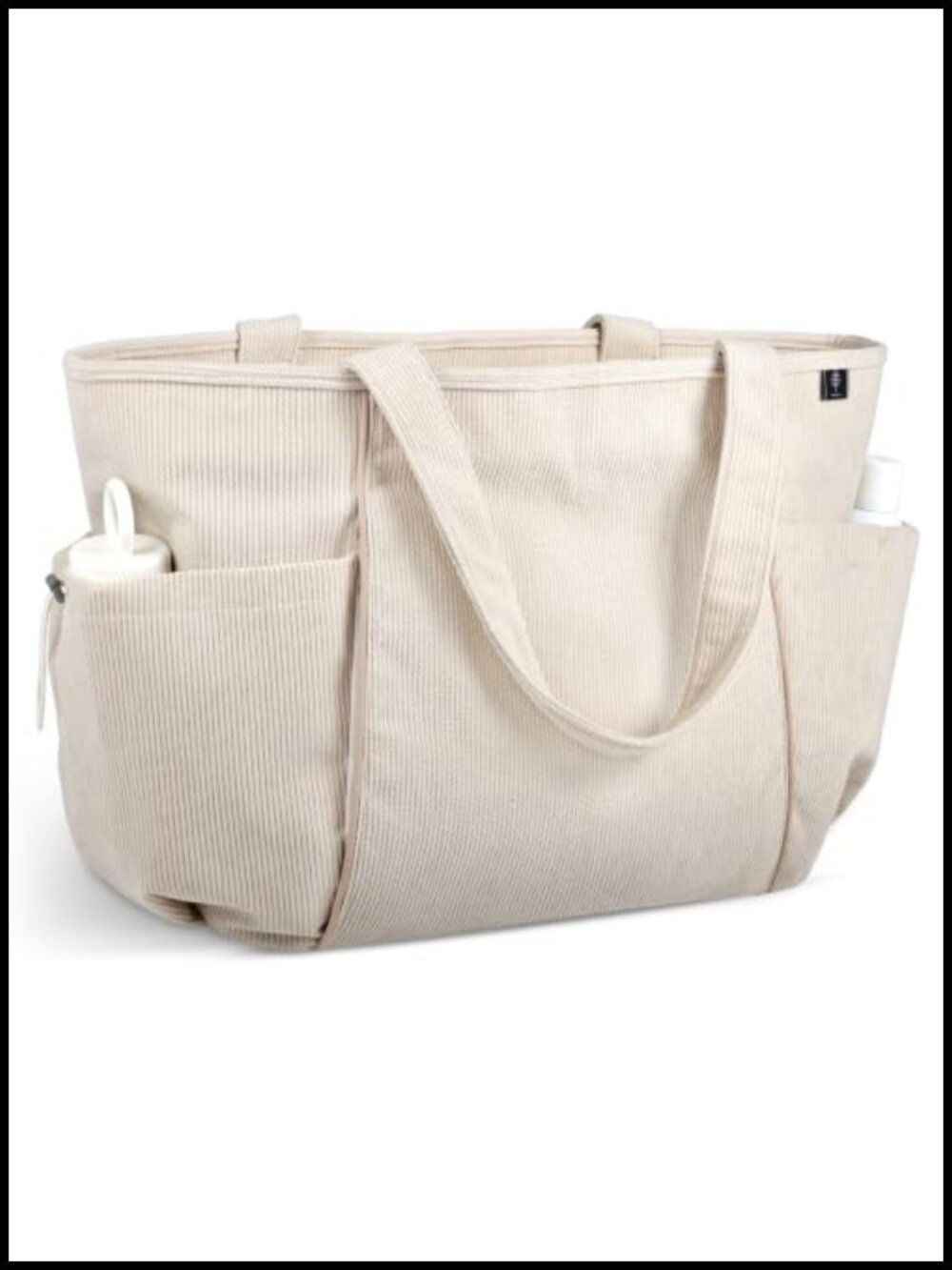 Corduroy Tote Bag with Multiple Pockets Women Laptop Shoulder Bag
